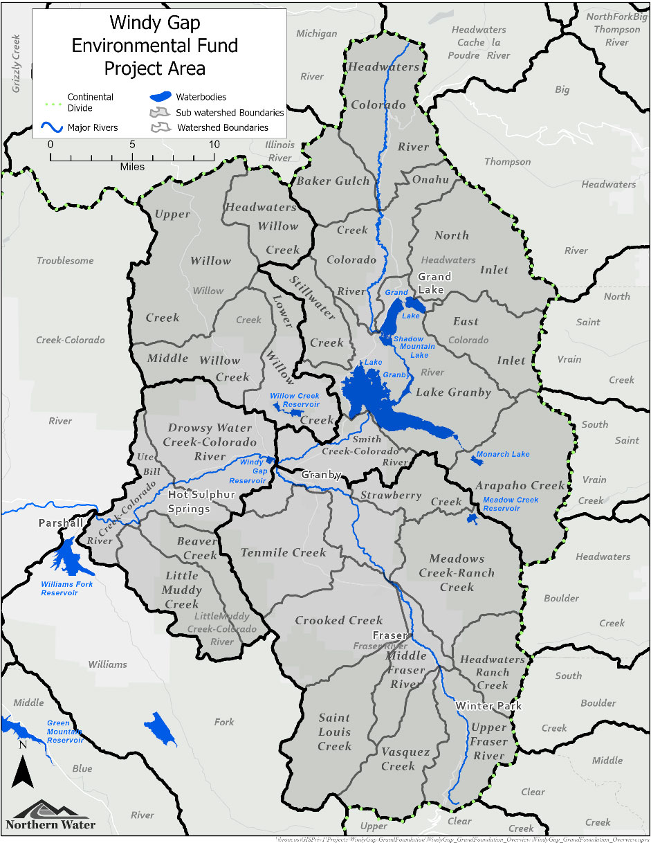 Windy Gap Environmental Fund Project Area Map